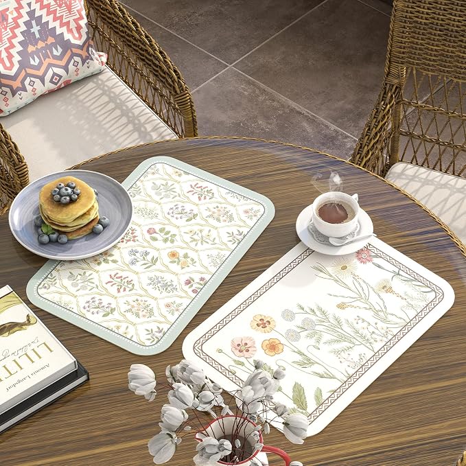 Vinyl Waterproof Placemats Set of 6 Rectangular,12"*17"-Serenity B | Wipeable Beautiful Print Place Mats,Stain Resistant,Heat Resistant,Everyday Meals,Kitchen,Dinning,Holiday,Decor - Image 3