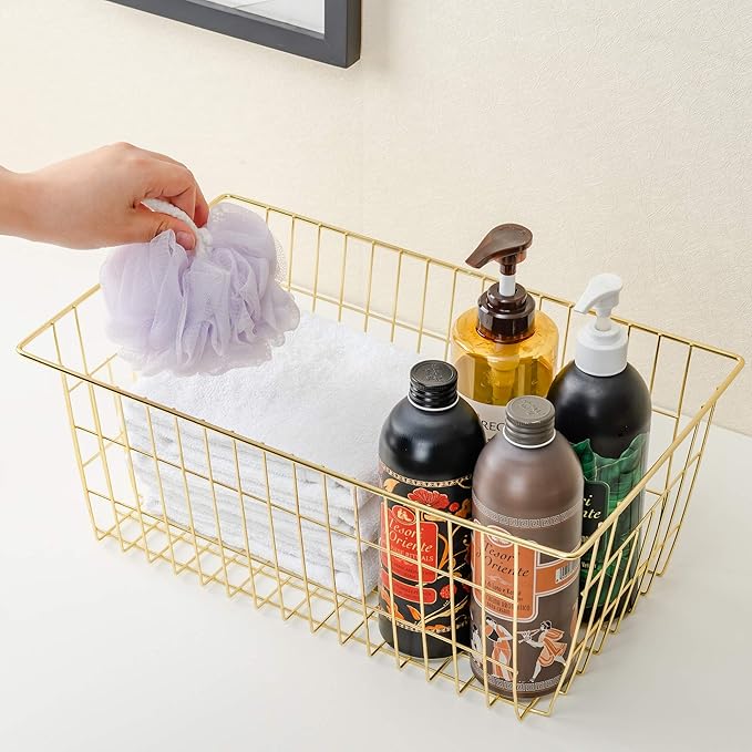 SANNO Wire Baskets Storage Baskets, Freezer Bakets Pantry Baskets Kitchen Organizing Basket Set, Great for Home, Bathroom, Tables Countertops, Office - Image 3