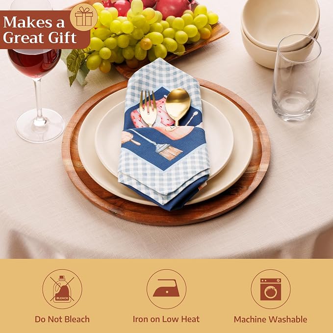 Maison d' Hermine Cloth Napkins Set of 4 Reusable 100% Cotton (18" x 18") | Everyday Square Napkins Cloth Washable Dinner Party Wedding Restaurant Hotel Kitchen Spring Summer - Let's Bake - Image 5