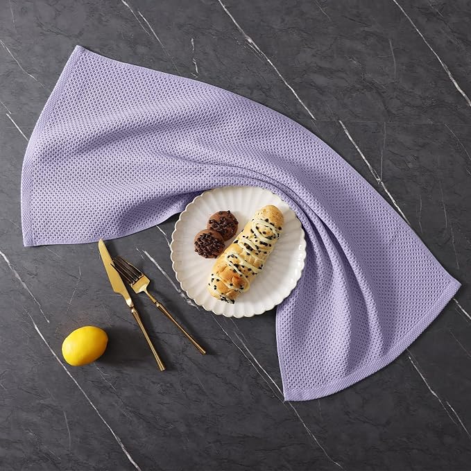 Homaxy 8 Pack 100% Cotton Kitchen Towels and Dishcloths Set, Lavender | 12 x 12 Inches and 13 x 28 Inches Kitchen Towels Set, Ultra Soft Absorbent Dish Cloths for Washing Dishes - Image 9