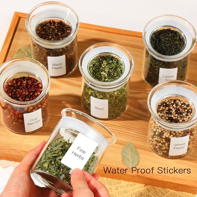 ZENS 10oz Glass Jars with Airtight Lid, 4 Pack Glass Kitchen Canisters Set for Spice, Loose Tea, Small Clear Glass Storage Jars with Labels for Herbs, Sugar | Borosilicate Clear Glass Canisters Set for Spice, Small Tea Jars for loose Tea with Labels fo... - Image 3