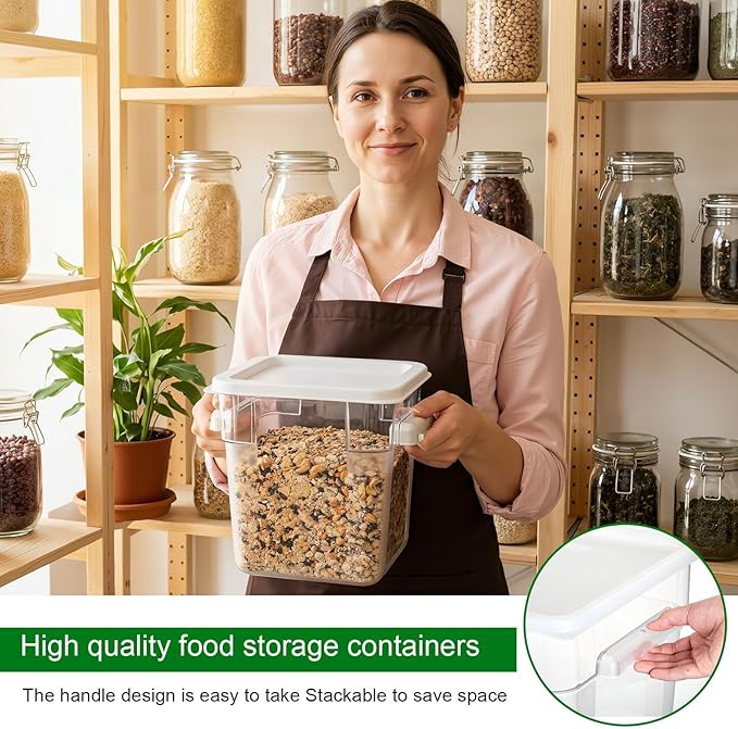 FoldTier 2 Pieces Square Food Storage Containers Polycarbonate Clear food Container with Lid Commercial Storage with Graduations for Commercial Kitchen Dough Marinating Meat(White,4 Qt) - Image 4
