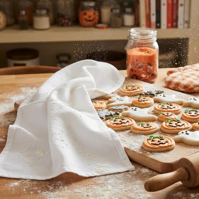 Flour Sack Towels | Tea Towel for Crafts| Kitchen Dish Cotton Blank Towel for Embroidery| Baking Bread Proofing Linen Cover| Super Absorbent Quick Dry| 6 Pack 28"x28" White - Image 3