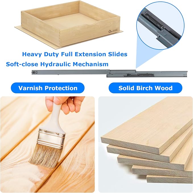 WelFurGeer Soft Close Pull Out Drawers for Kitchen Cabinets, 32" W x 21" D Pull Out Cabinet Organizer, Cabinet Drawers Slide Out, Slide Out Drawers for Kitchen Cabinets, Cabinet Pull Out Shelves - Image 4