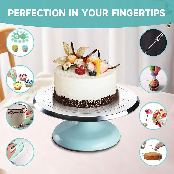 Cake Decorating Kit, 138pcs Cake Decorating Supply with Aluminium Cake Turntable, 64 Numbered Icing Piping Tips, 2 Spatulas, 3 Icing Comb Scraper and Leveller, 32 Piping Bags,cake decorating tool - Image 6