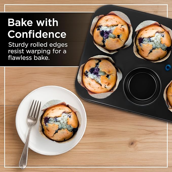 Wrenbury Jumbo Muffin Pan 6 Cup Set of 2 - Nonstick XL Deep Muffin Pan for Baking 3.75" Cup - Big Cup Tin - Oversized Extra Large Cupcake Mold - PTFE Free - Image 5