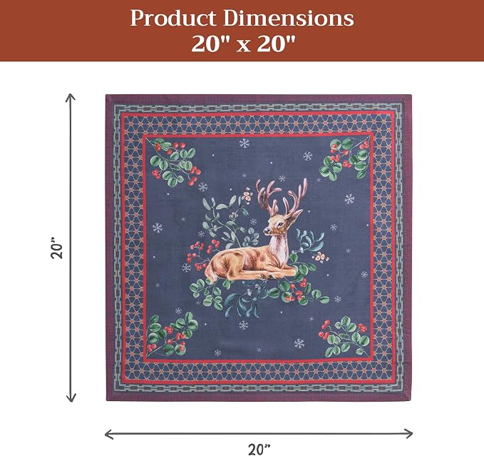 Maison d' Hermine Cloth Napkins Set of 4 Reusable 100% Cotton (20" x 20") | Everyday Square Napkins Cloth Washable Dinner Wedding Restaurant Hotel Kitchen Thanksgiving Christmas - Christmas Joy - Image 7