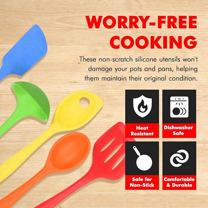 Chef Craft 5 Piece Multicolored Premium Silicone Kitchen Tool Set, Assorted (42086) - Image 3