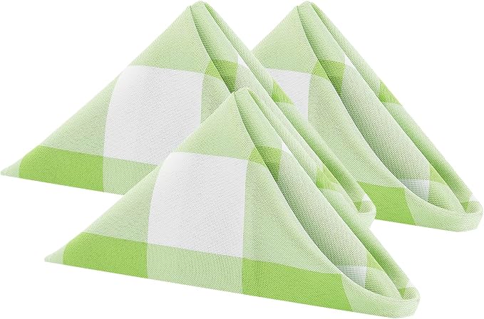 Buffalo Plaid Table Napkins Set of 100 Checkered Cloth Napkins 17x17 inch Washable Dinner Gingham Pattern Napkins Soft Napkins for Wedding Party Dining Banquet(Emerald and White) by Cupuamon