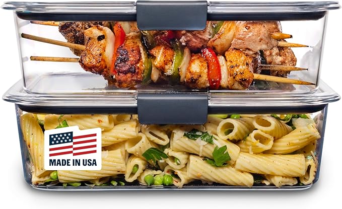 Rubbermaid Brilliance BPA-Free Food Storage Containers with Lids, Airtight Clear Set of 2 (9.6 Cup), Ideal for Lunch, Meal Prep, and Leftovers by Unknown