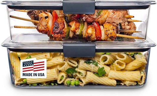 Rubbermaid Brilliance BPA-Free Food Storage Containers with Lids, Airtight Clear Set of 2 (9.6 Cup), Ideal for Lunch, Meal Prep, and Leftovers by Unknown