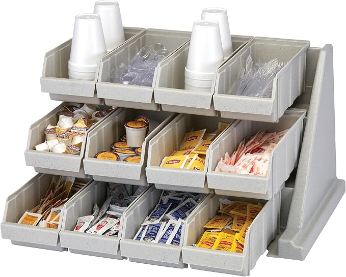 Cambro Versa - Self Serve Condiment and Utensil Bin - 12 Storage Bins - Ideal for food and coffee condiments (Gray) by CambroManufacturing