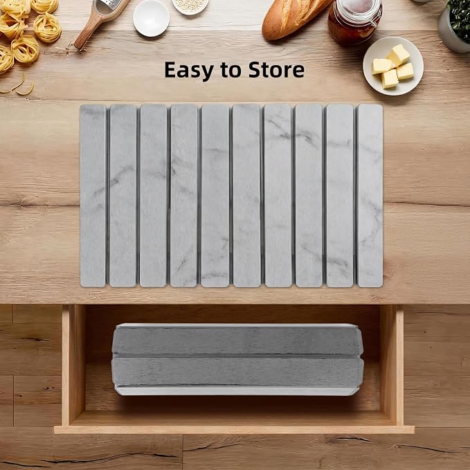 Large Stone Dish Drying Mat for Kitchen Counter, 24"×16" Foldable Quick Drying Mat, Absorbent Diatomaceous Earth Drying Mat for Bottles Cups Dishes, Match Any Countertop (Gray Marble, 24" x 16") - Image 6