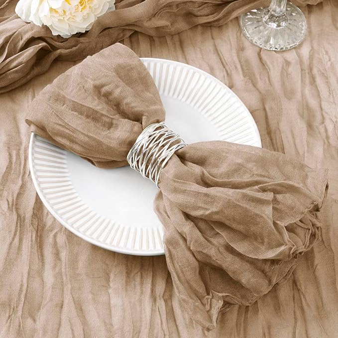 DeZerlor Nude Cheesecloth Napkins Fall Cloth Napkins Set of 30 for Party | Reusable Cloth Napkins Bulk, for Wedding Bridal Baby Shower Dinner Cocktail Birthday Home, 21x21 Inches by DeZerlor