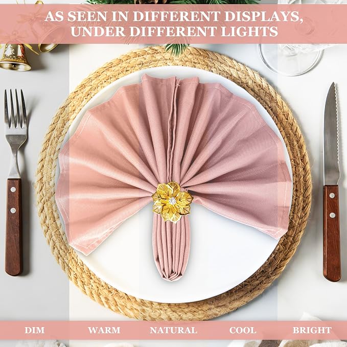 SuperO Set of 120 Cloth Napkins 17 x 17 Inch, Polyester Solid Washable Dinner Napkins with Hemmed Edges,Great for Restaurant, Wedding and Party(Dusty Pink) - Image 6