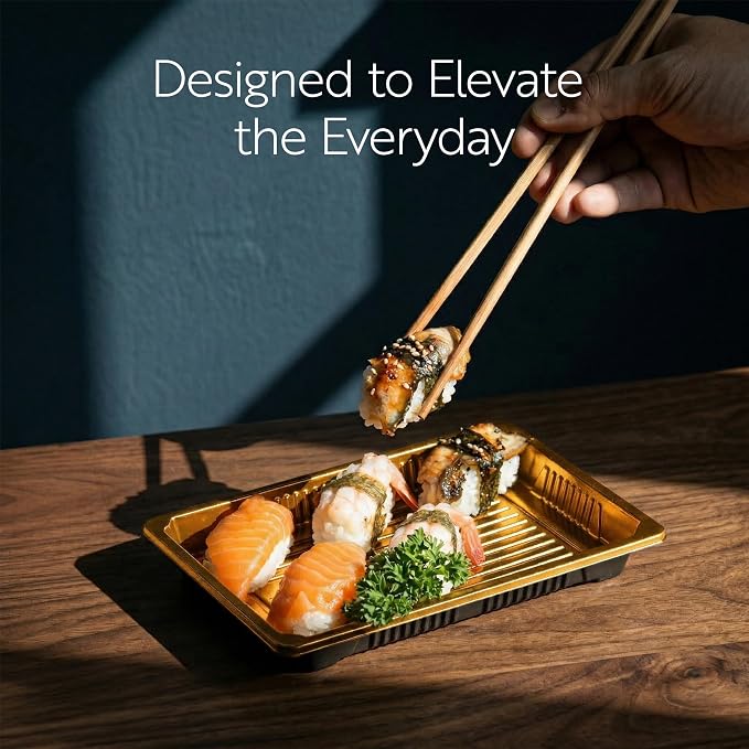 Restaurantware Plastic Sushi Trays 100 Pack of 7 x 4.9 x 1.57 Inch With Clear Lids Leak-Resistant Sushi Take Out Boxes Stackable Containers For Grab-And-Go - Image 7