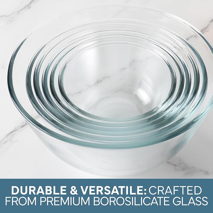 COOK WITH COLOR 12 Pc Glass Mixing Bowl Set with Lids – Borosilicate Glass Nesting Bowls for Cooking, Baking and Meal Prep, Blue/Pink - Image 7
