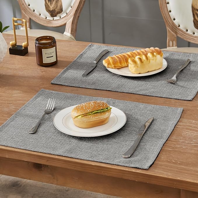 BALCONY & FALCON Rectangle Table Cloth Waterproof Gray 13.8"x 17.7" 4pcs | Placemats Set of 4 Faux Linen Cloth Place Mats Washable Wrinkle Resistant Table Placemats for Dining Kitchen Indoor & Outdoor - Image 6