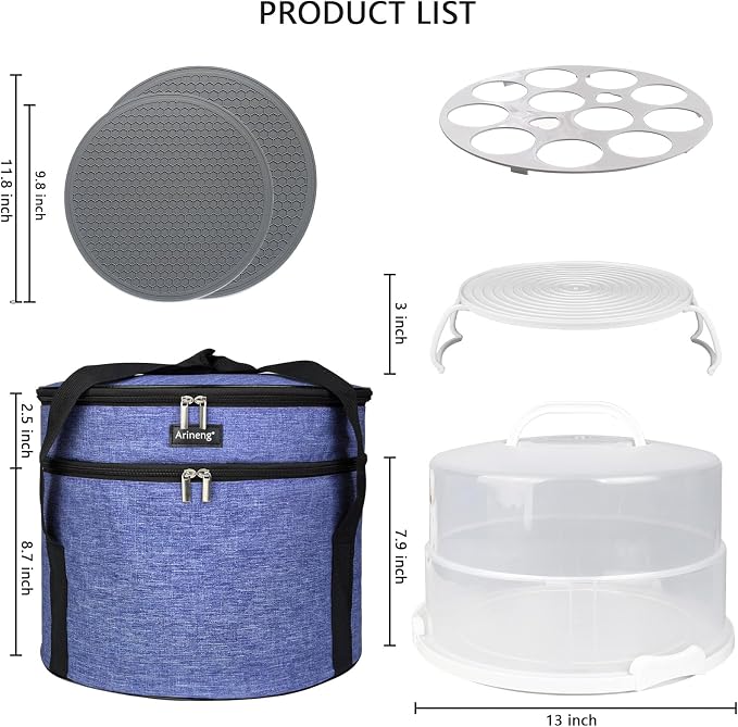 12 Inch Cake Carrier with Lid & Handle BPA-Free Cake Transport Container, Includes Insulated Bag, Cupcake & Pie Holders for Secure Dessert Delivery (Fits 7" Tall Cakes) (Purple) - Image 7