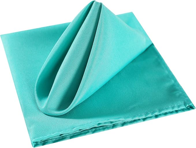 Cloth Napkins 20x20 inch Washable Polyester Dinner Napkins Soft Table Napkins for Wedding Party Dining Banquet(Turquoise,12PCS) - Image 3