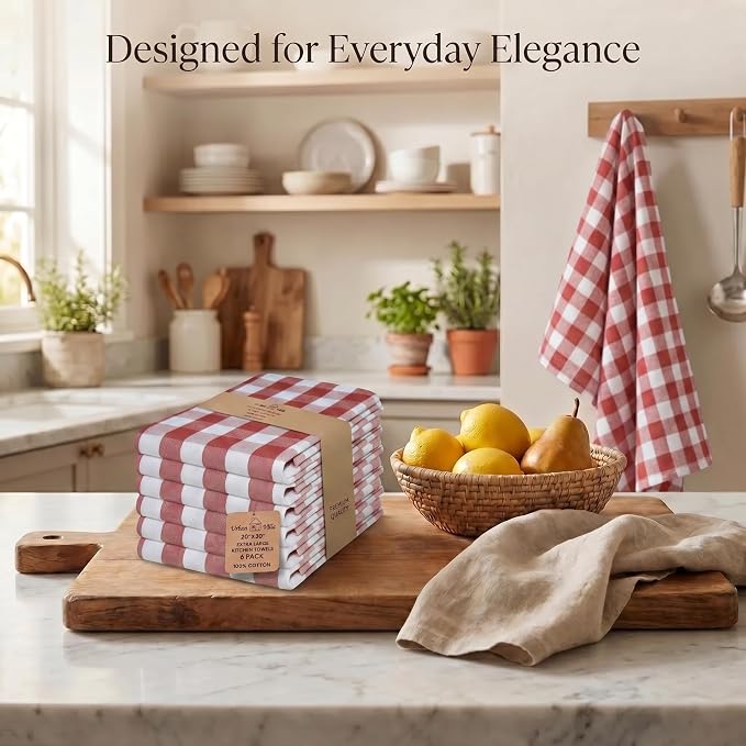 Urban Villa Kitchen Towels Cotton Dish Towels 20”x30” (Set of 6) Rust - Image 5