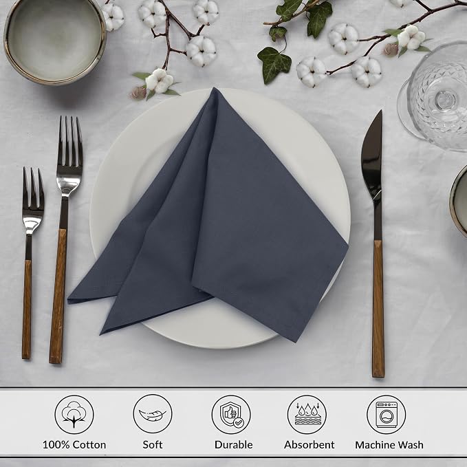 Ruvanti Cloth Napkins Set of 6, 18x18 Inches, 100% Cotton, Washable, Soft & Absorbent, Perfect for Wedding, Christmas, ‎Thanksgiving Dinners - Ombre Blue - Image 3