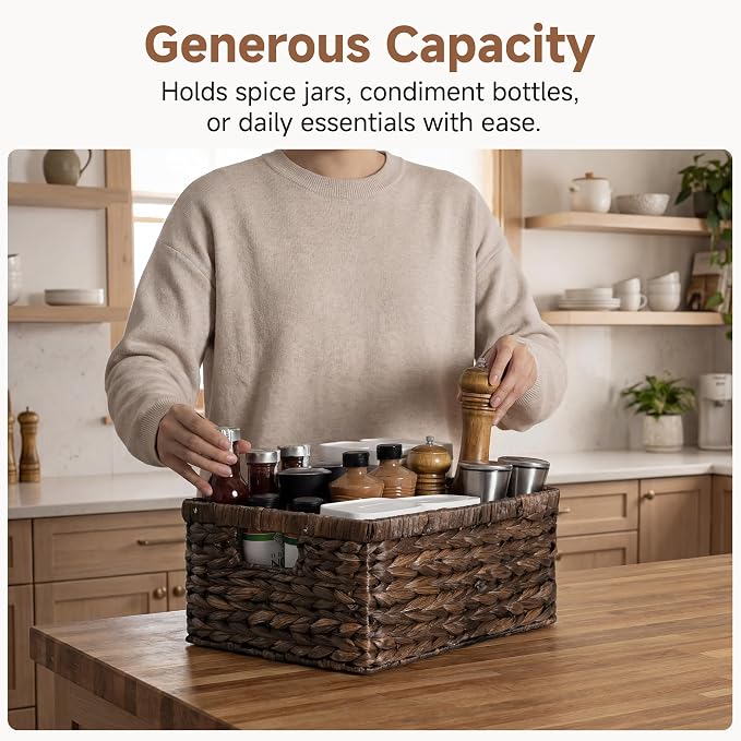 StorageWorks Wicker Storage Baskets,Decorative Baskets for Home Decor,1Pack | Water Hyacinth Wicker Storage Baskets for Shelves, Shelf Baskets for Organizing, Large Basket, Decorative Baskets for Storage - Image 4