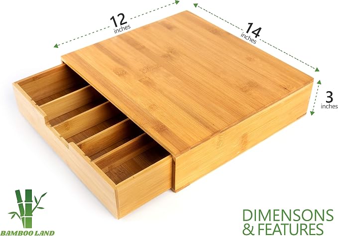 Bamboo Land- Bamboo K Cup Holder, 4 Adjustable Dividers, 36 K Cup Pod Storage, Coffee Pod Drawer, Coffee Pod Holder, Coffee Pod Organizer, Kcup Holder, K Cup Holders for Counter, Coffee Pods Holder - Image 2