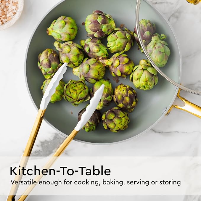 Gold Kitchen Utensils Set – 6 PC White Silicone and Gold Cooking Utensils with Spatula, Whisk, Tongs, Spoons, Cooking Tools for Nonstick Cookware – Luxury Kitchen Accessories for Home Chefs | White Silicone and Gold Cooking Utensils with Spatula, Whisk... - Image 7