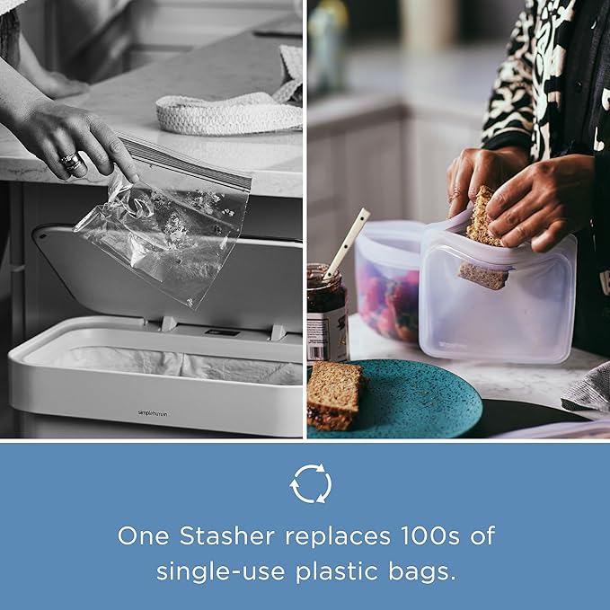 Stasher Premium Reusable Silicone Food Storage Bags, 4-Pack, Multicolor | Food-Safe Silicone, BPA-Free, Leak-Free, Eco-Friendly, Dishwasher, Lunch Bag, Travel Containers, Meal Prep, Lunch, Travel - Image 8