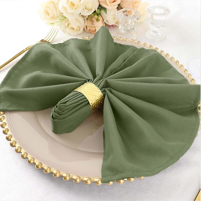 Efavormart Premium Cloth Napkins Set of 100, 20x20 Inch Eucalyptus Sage Green Seamless Dinner Napkins, Washable Linen Table Napkin Cloth with Hemmed Edges for Weddings, Party and Banquet - Image 2