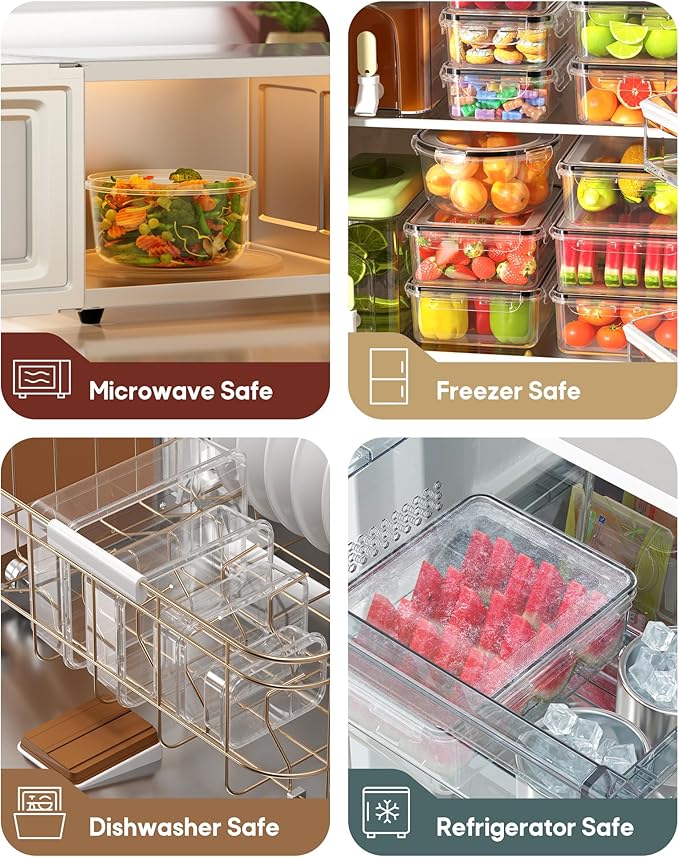 70 PCS Food Storage Containers with Lids Airtight, (35 Lids & 35 Containers) Leak proof Containers Set for Kitchen, Meal Prep, BPA-Free, PVC-Free Plastic, Microwave/Dishwasher Safe, Extra Labels & Pen - Image 6