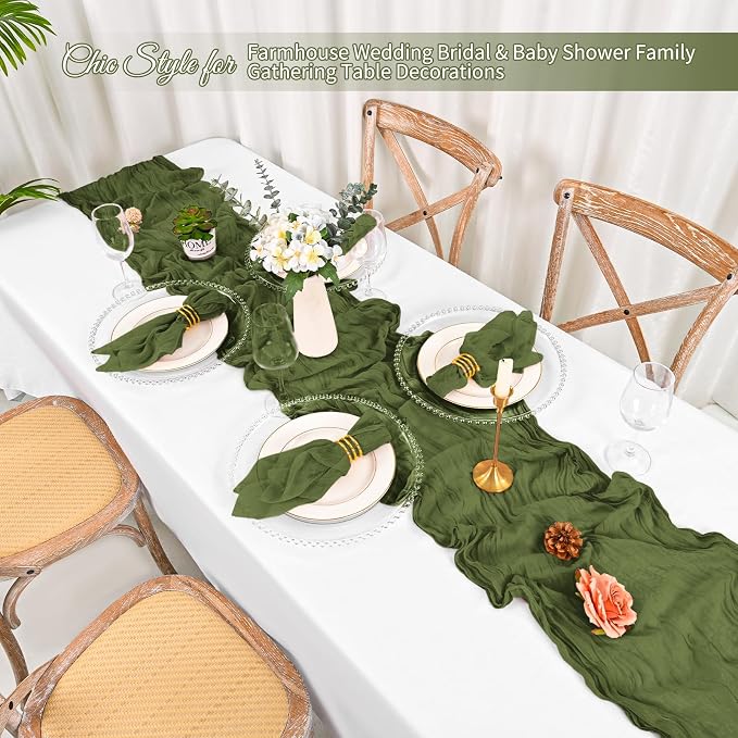 100 Pack Olive Green Napkins 20x20Inch Cheesecloth Napkins | Elegant Cloth Napkins for Table, Washable Rustic Boho Gauze Napkins, for Wedding Party Bridal Baby Shower Christmas Decor - Image 5