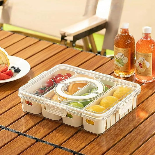 Divided Snackle Box with Lids Stackable Food Serving Tray for Fruit&Veggie Plastic Fridge Storage Container for Pantry Freezer Clear Snack Box for Meal Prep Candy Nuts Spice by MineSign