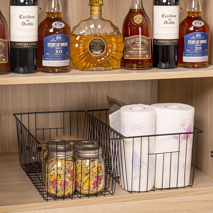 Freezer Organizer Bins - 3 Pack Stand Up Freezer Baskets for 16，17，21 cu.ft Upright Freezer, Wire Storage Baskets with Built-in Handles, Easy to Access Frozen Food Allow Air Circulation, Black - Image 7