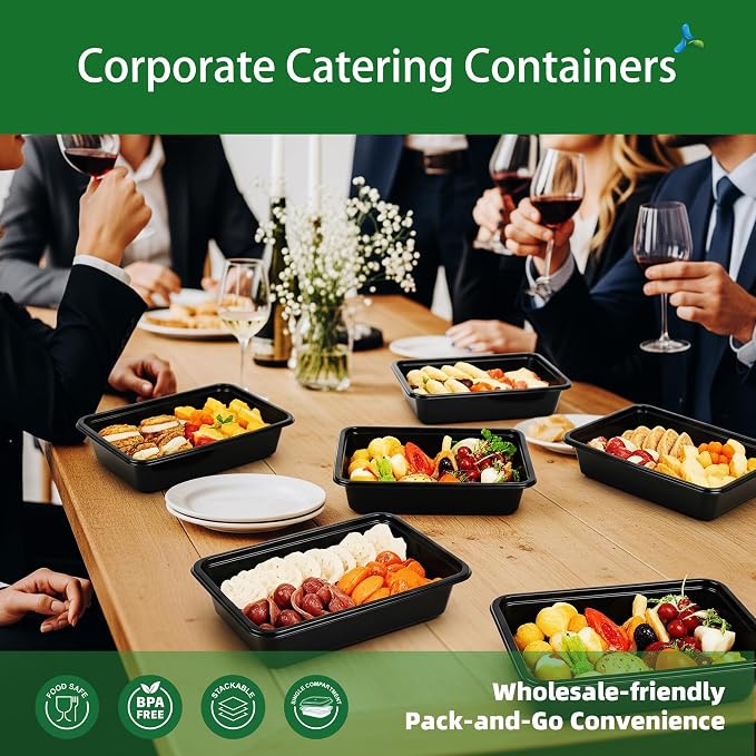 38oz Meal Prep Containers, 50 Pack Disposable Food Storage Boxes with Lids | Heavy Duty, Single Compartment, Leakproof Lids, BPA Free, Microwave Freezer Safe, Plastic To Go Bento Boxes for Lunch Takeout - Image 6