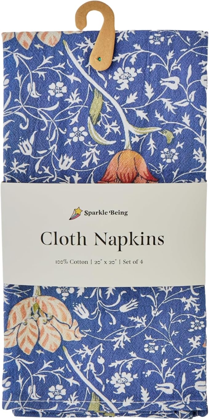William Morris Medway Cloth Napkins | 100% Cotton, Highly Absorbent, Quick-Dry, & Reusable | Printed Home Decor Premium Cloth Dinner Napkins for Table & Dining | 20" x 20" (Set of 4) - Image 3