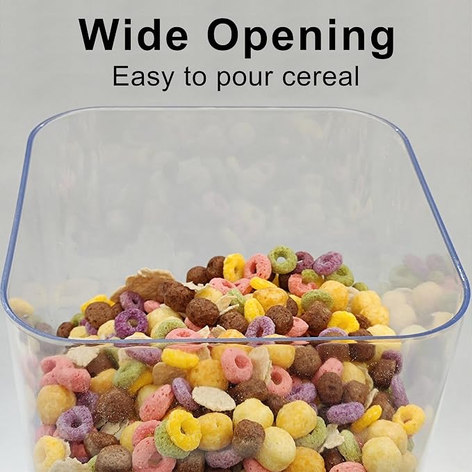 Cereal Dispenser Countertop with Lids, 5L Organization and Storage Containers for Kitchen and pantry, Rice Dispenser for food, Cereal, Beans, Nuts, Snack,Oatmeal, Dog Food, Bird Seed, Black, 3Pc - Image 7