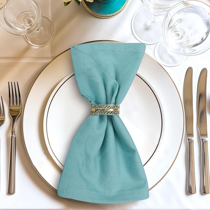 Urban Villa Cloth Napkins Cotton 20x20 (Set of 6) Aqua - Image 6