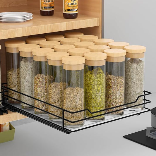 BOIVSHI Pull Out Spice Rack Organizer for Cabinet, Heavy Duty Slide Out Spice Rack Organizer for Kitchen Cabinets and Pantry, Fits Spices, Sauces, Canned Food (8.5''Wx10.5''Dx2.5''H) by BOIVSHI