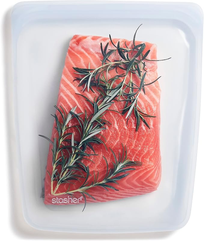 Stasher Reusable Silicone Storage Bags, Food Storage Containers, Microwave and Dishwasher Safe, Leak-free, Pocket 2-Pack + 1/2 Gallon Bag - Image 5