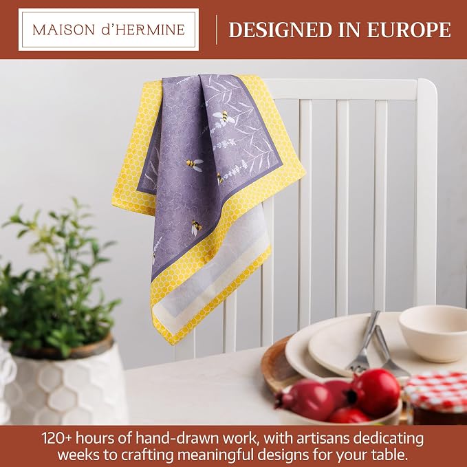 Maison d' Hermine Cloth Napkins Set of 4 Reusable 100% Cotton (18" x 18") | Everyday Square Napkins Cloth Washable Dinner Party Wedding Restaurant Hotel Kitchen Spring Summer - Bees Are Buzzing - Image 2