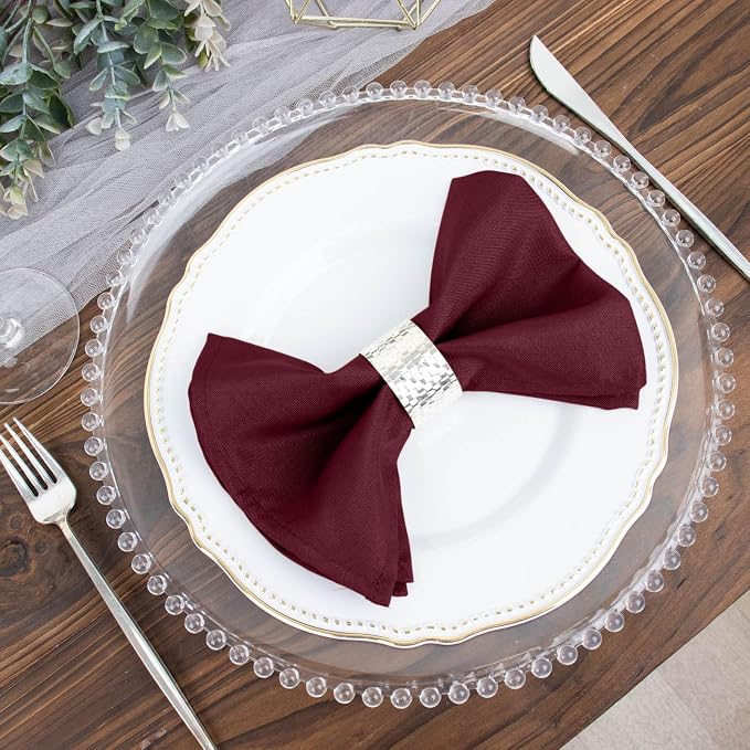 Efavormart Premium Cloth Napkins Set of 100, 17x17 Inch Burgundy Violet Seamless Dinner Napkins, Washable Linen Table Napkin Cloth with Hemmed Edges for Weddings, Party and Banquet - Image 8