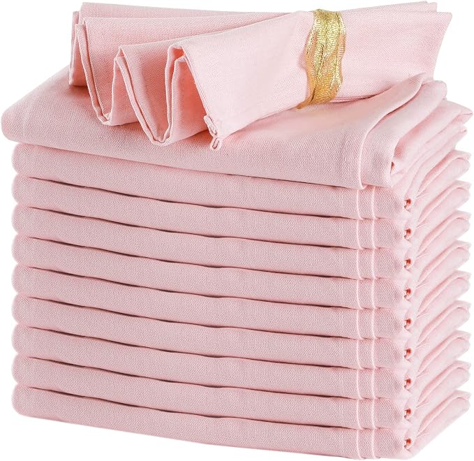 Mixweer Set of 40 Pink Cloth Linen Napkins Bulk Reusable Cotton Dinner Napkin 16 x 16 Inch Washable Pastel Soft Table Napkins for Wedding Dinner Hotel Restaurant Event Party by Mixweer