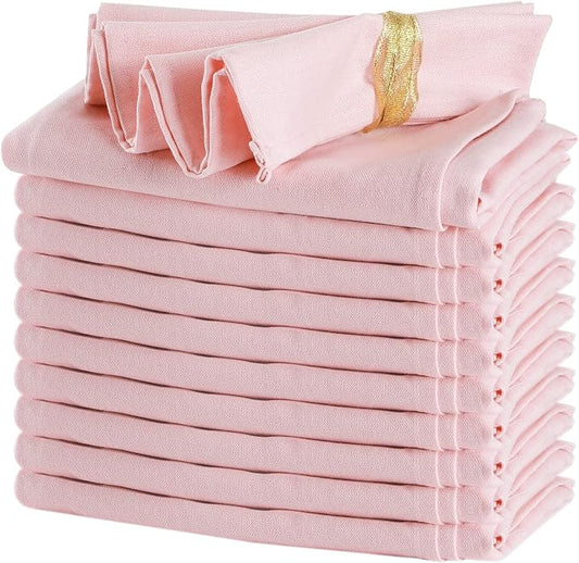 Mixweer Set of 40 Pink Cloth Linen Napkins Bulk Reusable Cotton Dinner Napkin 16 x 16 Inch Washable Pastel Soft Table Napkins for Wedding Dinner Hotel Restaurant Event Party by Mixweer