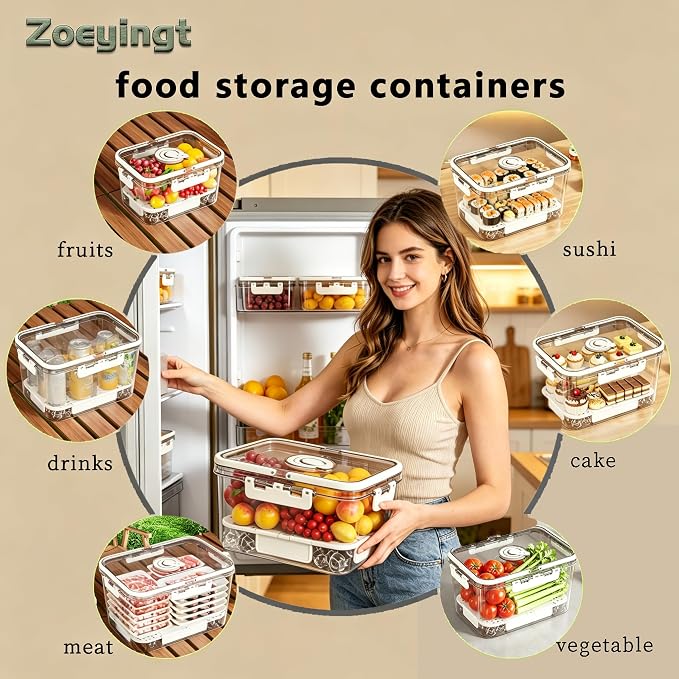BPA-Free Stackable Clear Kitchen Organizer Bins - 3 Pack with Lids & Handles for Fridge, Pantry, and Cabinets - Ideal for Clutter-Free RV Camping Storage - Image 2