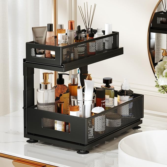 2 Pack Under Sink Organizer with Next-Gen Ball-Bearing Slides,2-Tier Pull Out Cabinet Storage,Height Adjustable Drawer Shelf for Bathroom,Kitchen,Laundry,Cabinet,Pantry(Patent Pending) - Image 8