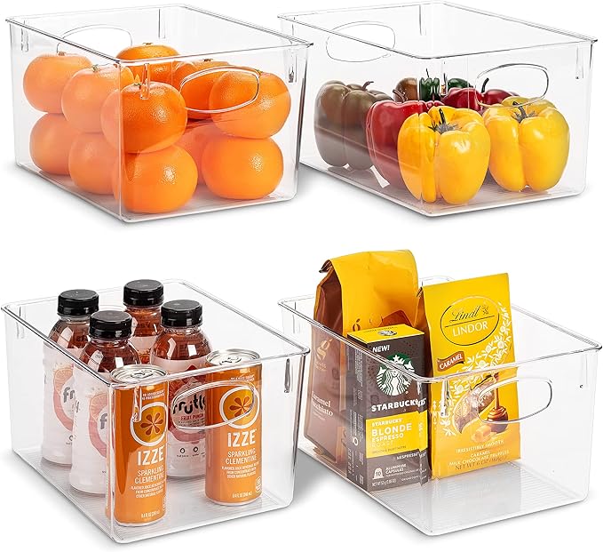 Sorbus Large Clear Plastic Storage Bins for Shelves, Clothes, with Handle - Clear Storage Bins, Drawer, Shelf, Closet, Pantry, Fridge, Freezer Organizer Bins, Closet Organizers and Storage (4 pack) - Image 4