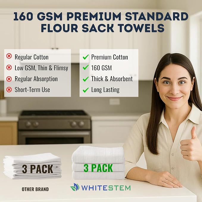 Flour Sack Towels | Tea Towel for Crafts | Kitchen | Dish | Cotton Blank Towel for Embroidery | Baking Bread Proofing Linen Cover | Thick Absorbent Quick Dry | 3 Pack 18"x28" Natural - Image 6