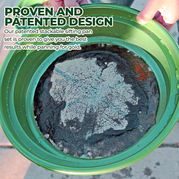 SE 13.25 Inch Wide Stackable Classifier Gold Prospecting Pan - 1/50 Inch Stainless Steel Mesh Sifting Pan, Green - Image 6